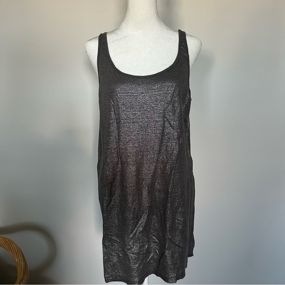 Eileen Fisher Metallic Organic Linen Tank Top in Gray - Picture 6 of 7